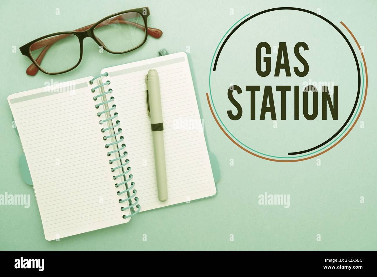 Sign displaying Gas Station. Concept for servicing motor