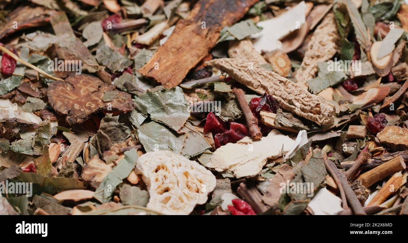Chinese herbal medicine tea on table Stock Photo