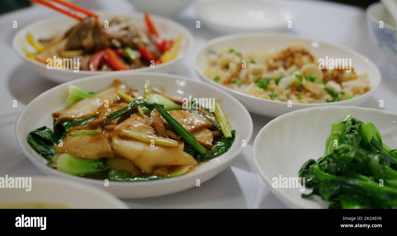 Homemade dinner with Hong Kong style dishes Stock Photo Alamy