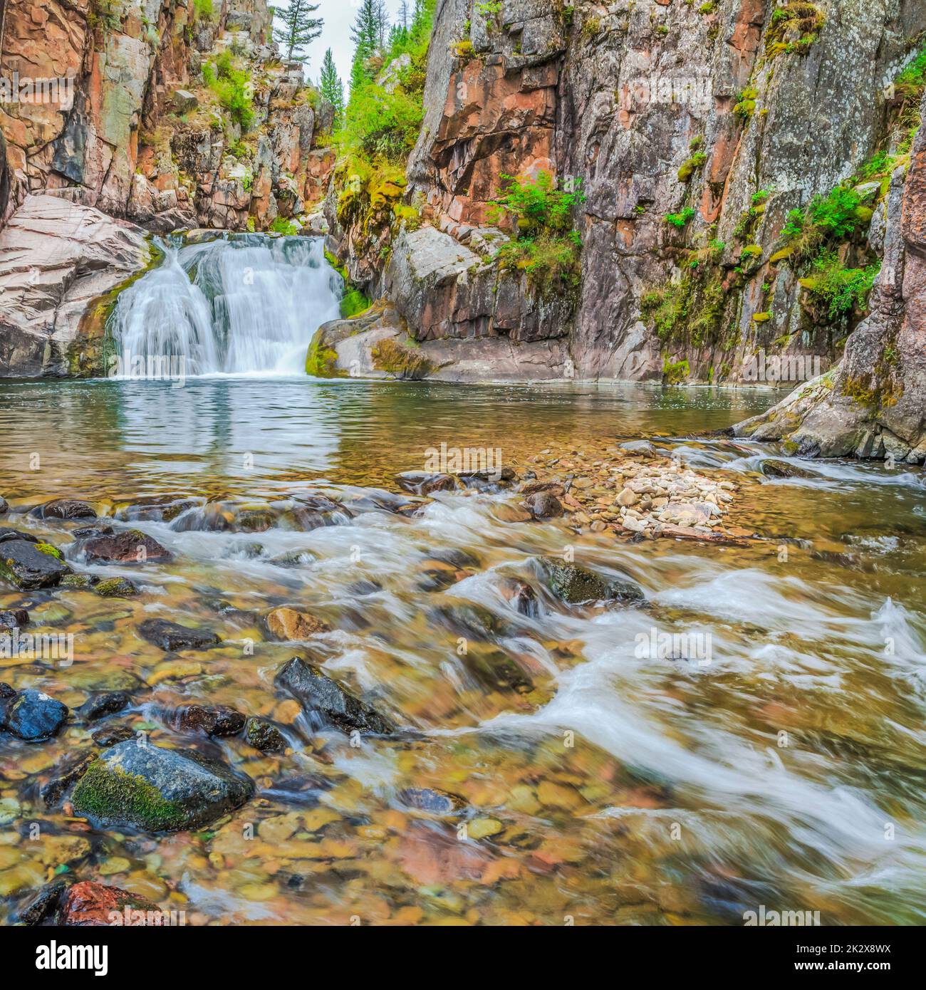 waterfall on tenderfoot creek in the little belt mountains near white sulphur springs, montana Stock Photo
