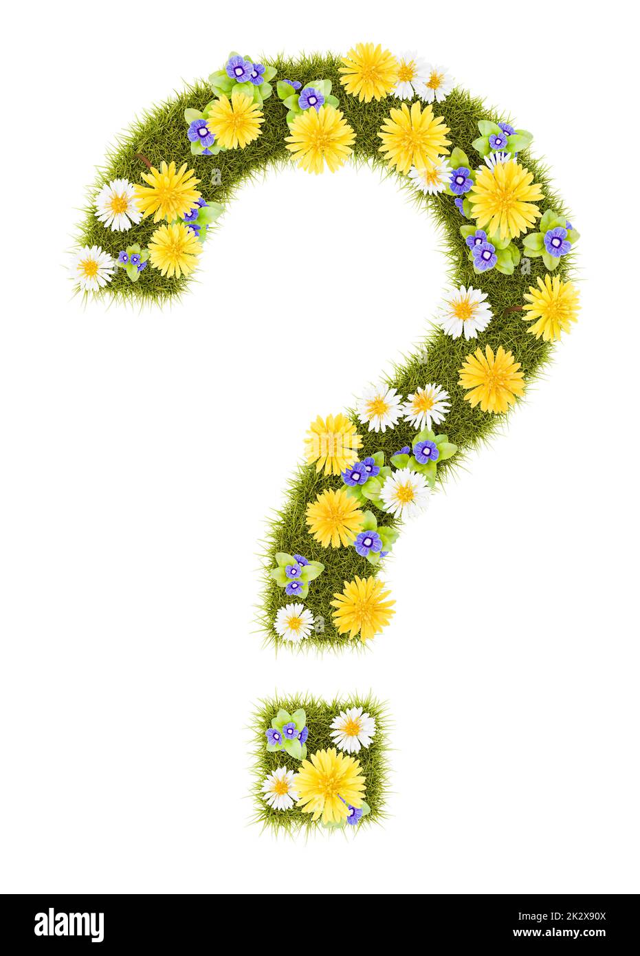 Flowery Grassy Question Mark Shape Isolated Stock Photo