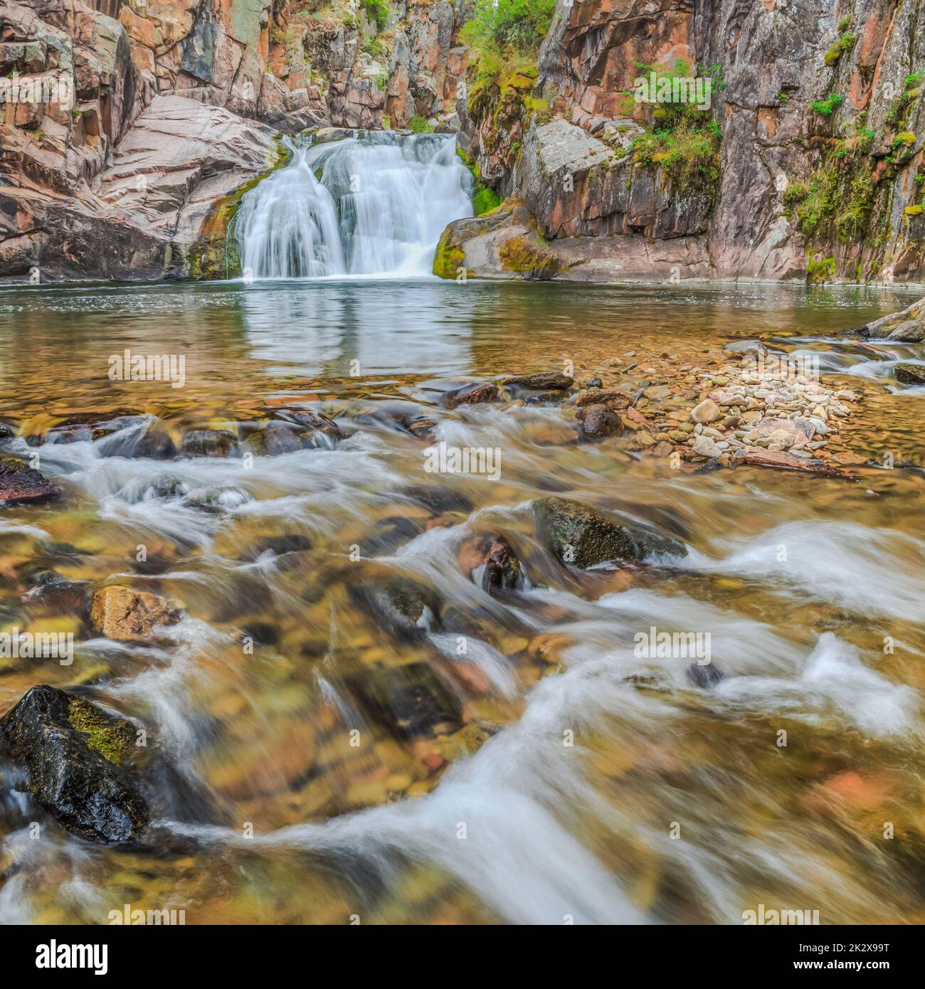 waterfall on tenderfoot creek in the little belt mountains near white sulphur springs, montana Stock Photo