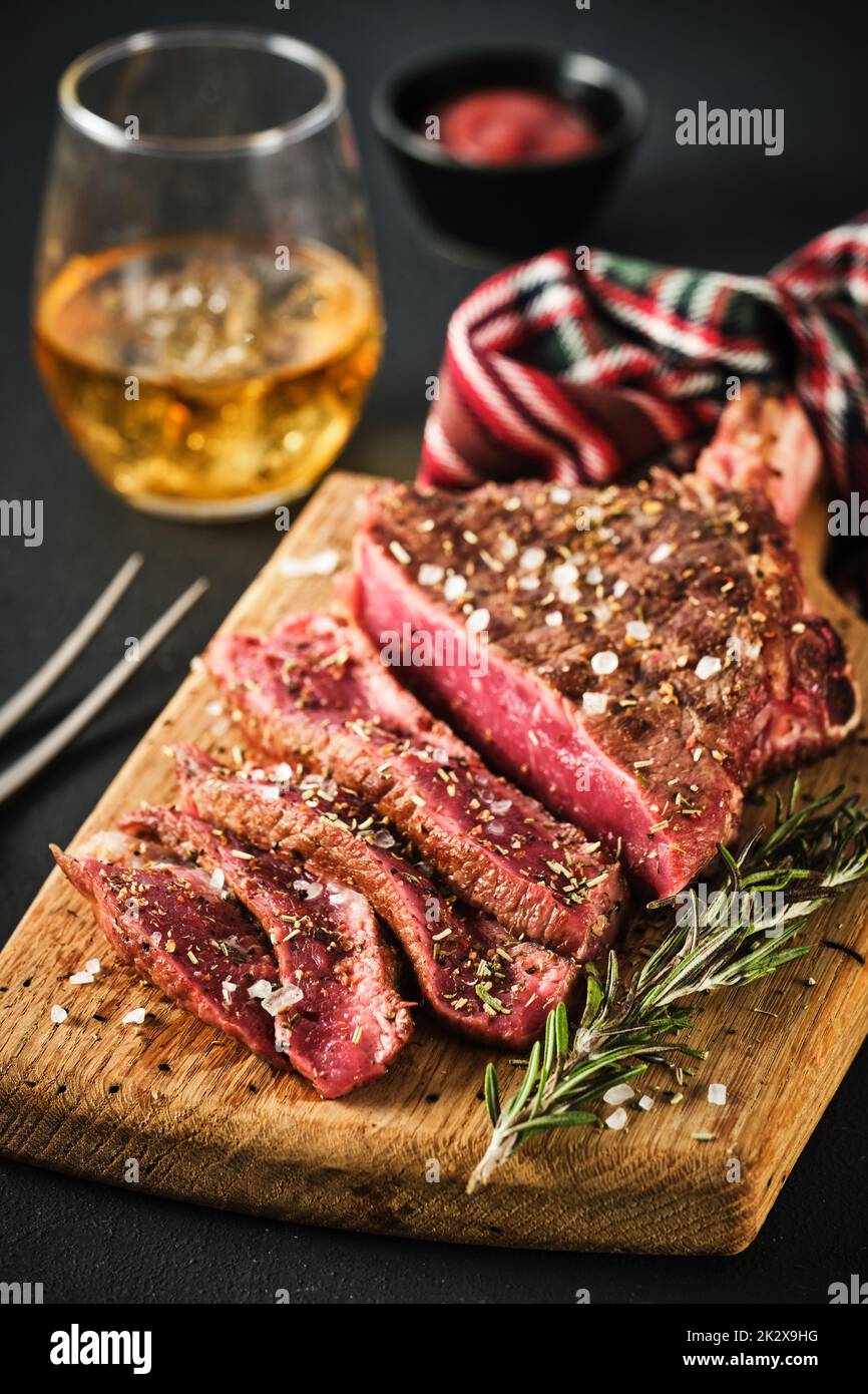 Entrecote. Steak on the bone. Rib eye. Tomahawk steak on the on a