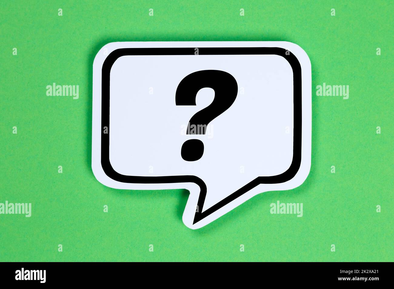 Question mark asking questions ask help problem information support speech bubble communication concept talking saying talk Stock Photo