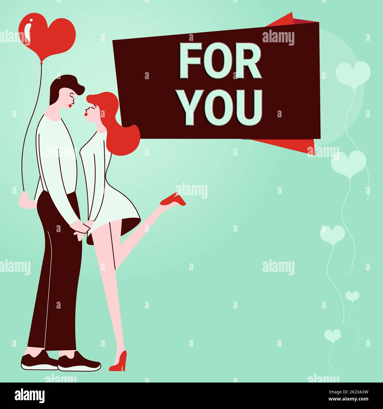 Handwriting text FOR YOU. Word Written on Compliment for lover on exchanging gift Happy Valentines Day Couple holding hands represent romantic pair expressing love. Stock Photo