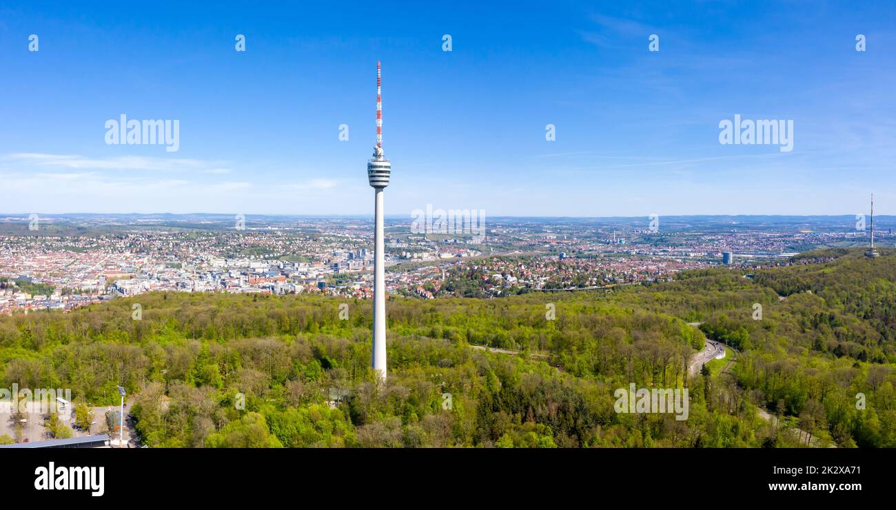 Stuttgart tv tower skyline aerial view town architecture panorama travel in Germany Stock Photo