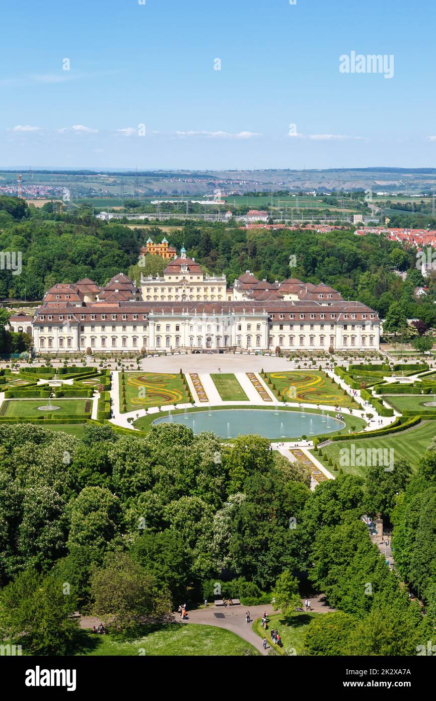 Ludwigsburg Castle aerial photo view portrait format architecture travel in Germany Stock Photo