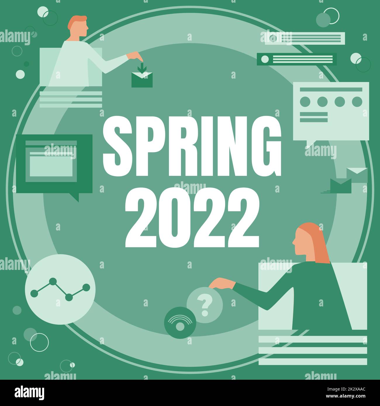 Sign displaying Spring 2022. Business approach time of year where flowers rise following winter season Colleagues Having Online Meeting Discussing Future Project Plans. Stock Photo