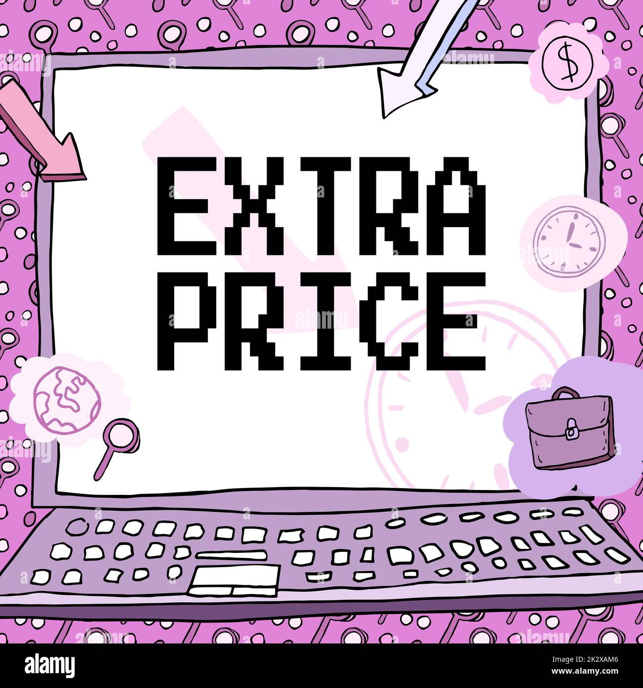 Text caption presenting Extra Price. Concept meaning extra price