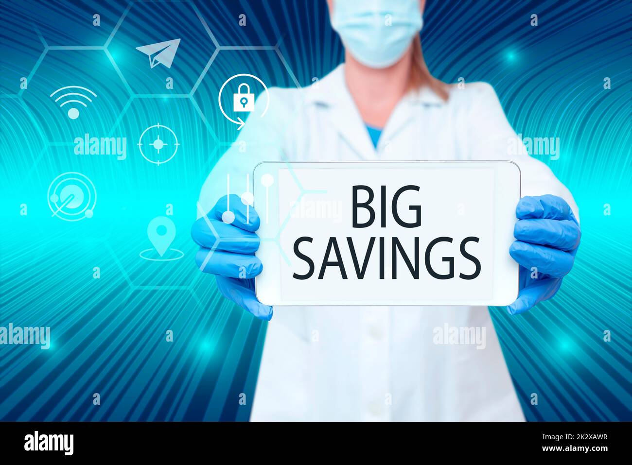 Text caption presenting Big Savings. Business concept income not spent ...