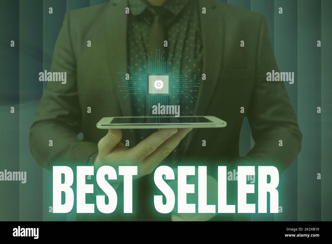 Hand writing sign Best Seller. Conceptual photo book or other product that sells in very large numbers Man holding Screen Of Mobile Phone Showing The Futuristic Technology. Stock Photo