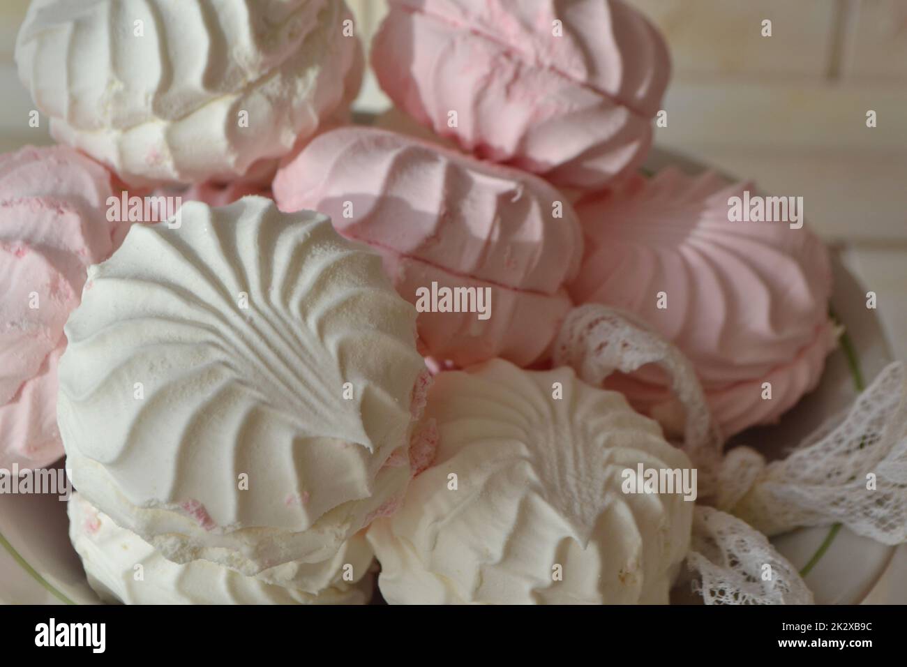 Russian dessert zefir or zephyr. Marshmallow closeup picture Stock ...