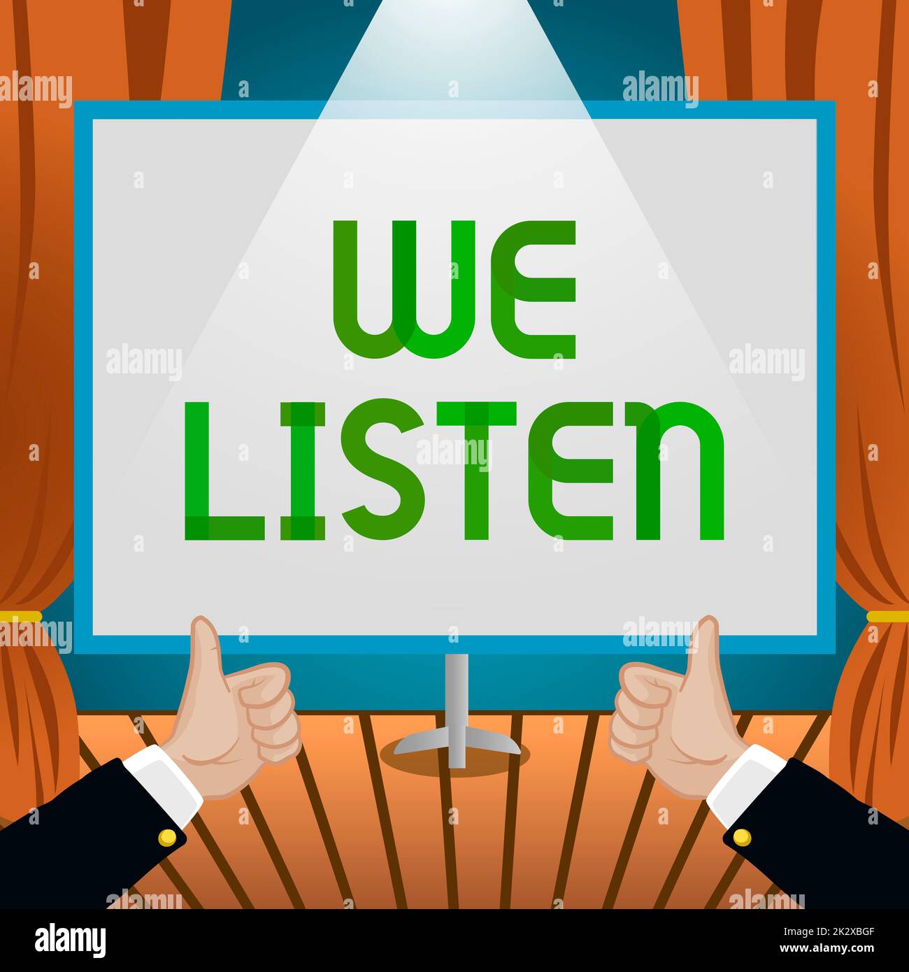 Conceptual caption We Listen. Business idea Group of showing that is ...