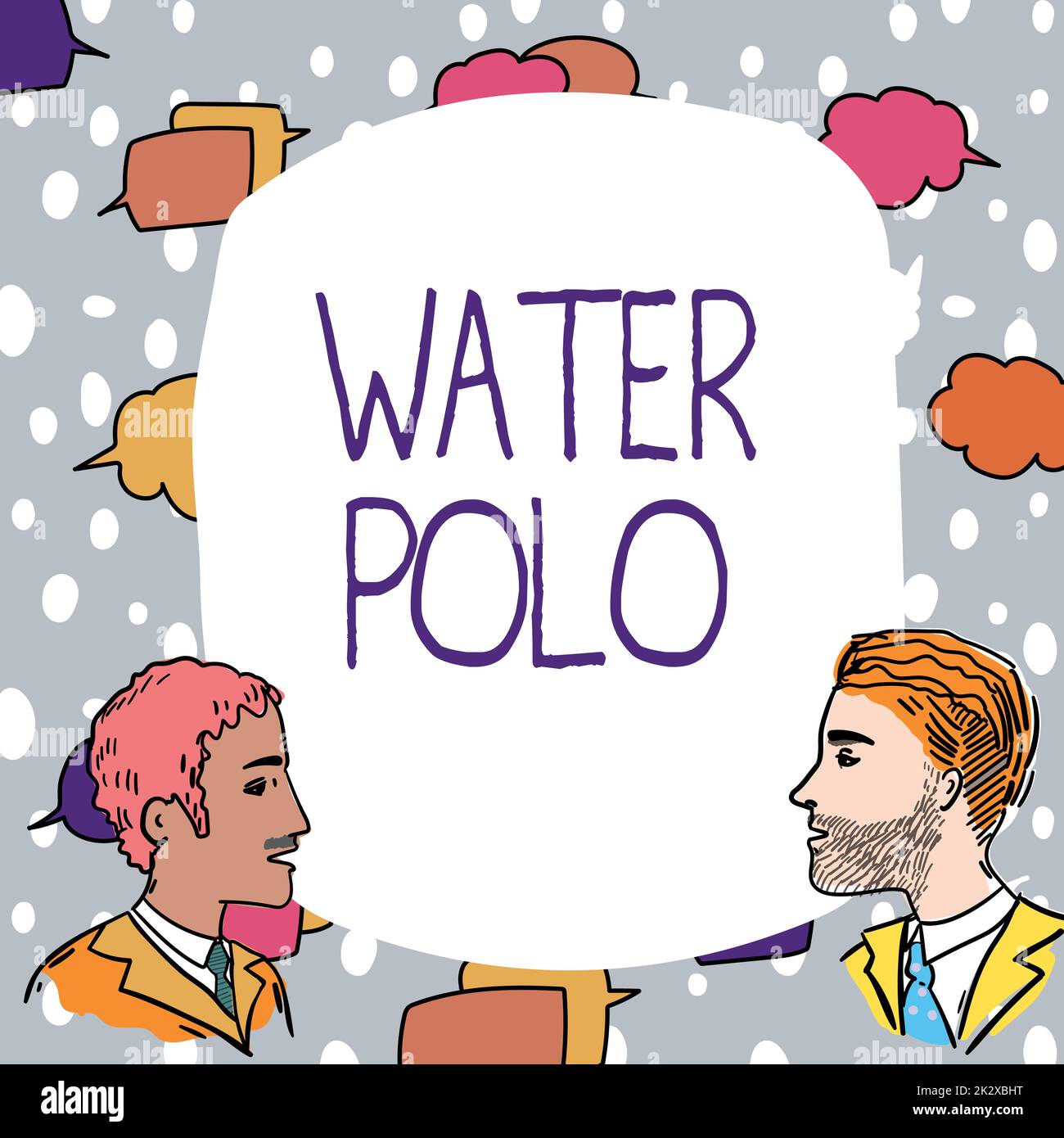Conceptual display Water Polo. Word for competitive team sport played
