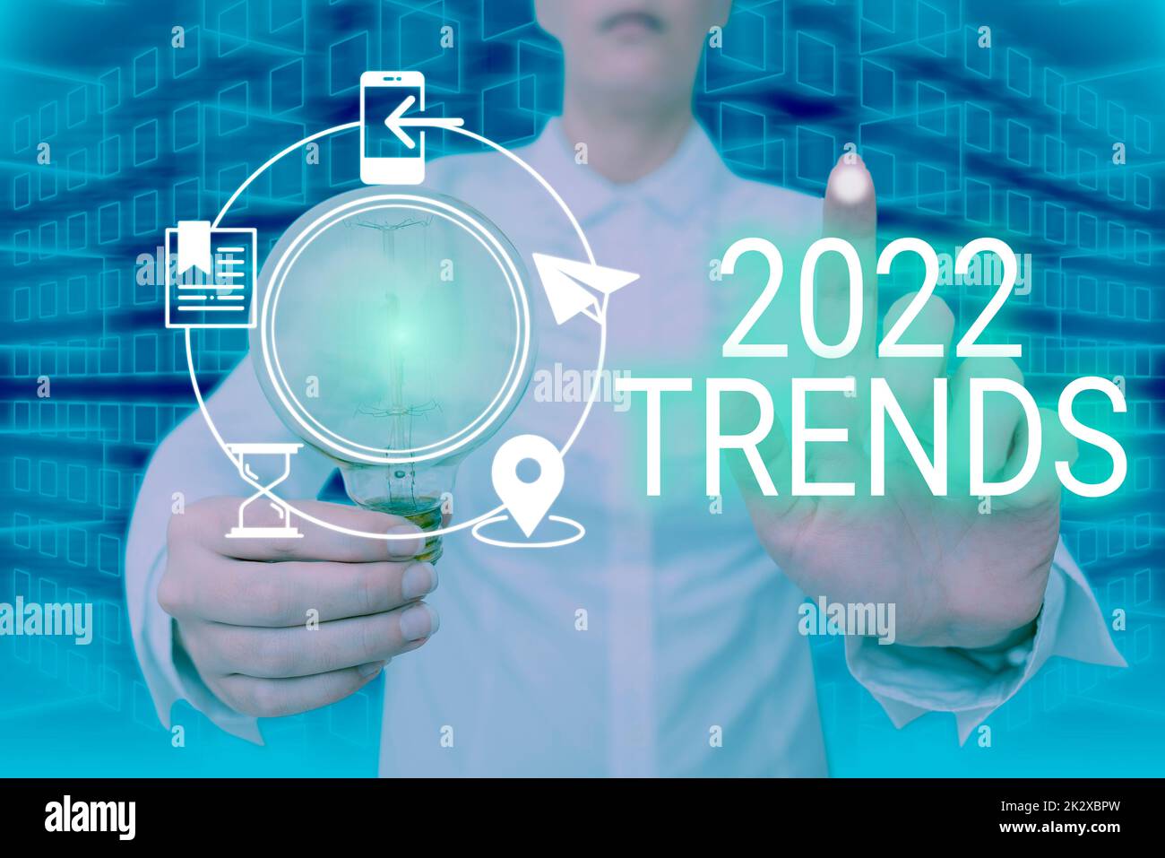 Conceptual display 2022 Trends. Concept meaning things that is famous