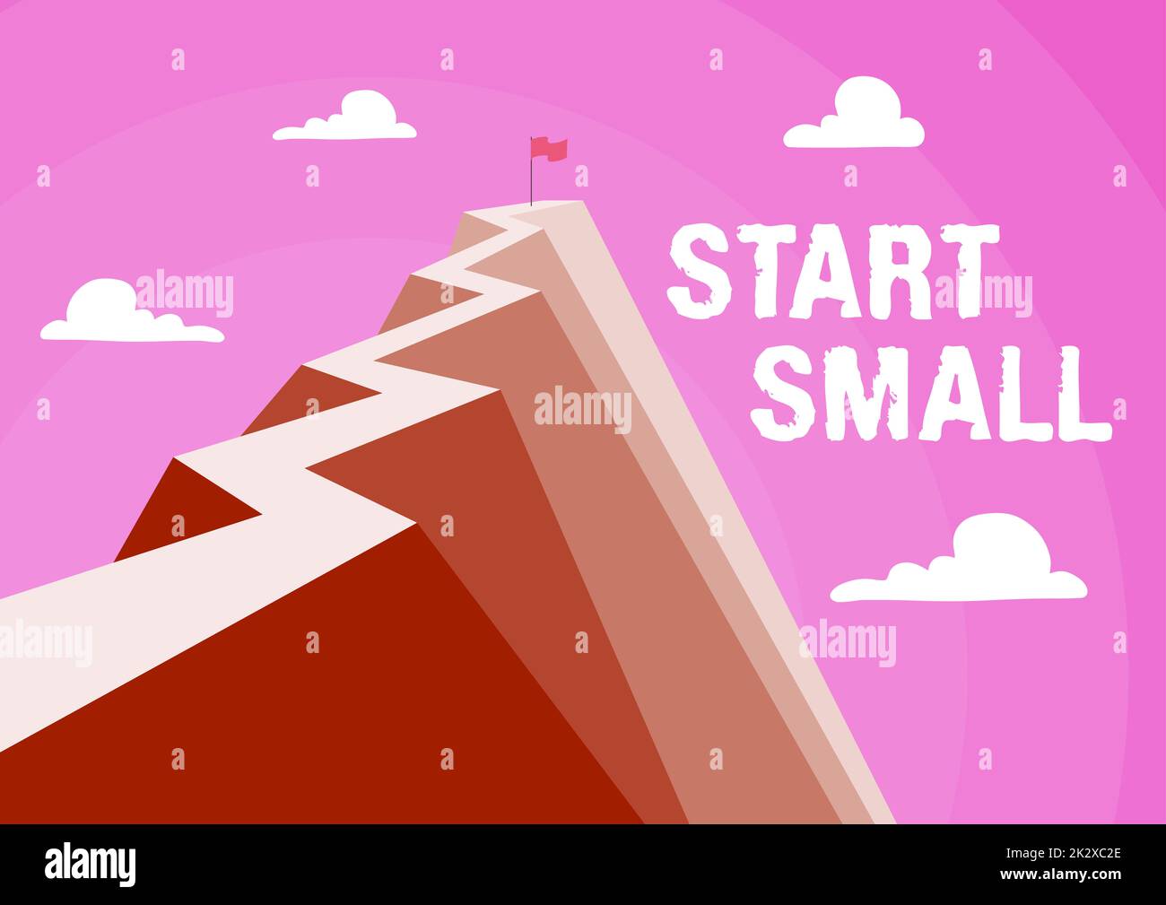 Text sign showing Start Small. Business idea Small medium enterprises start up Business entrepreneurship Mountain showing high road symbolizing reaching goals successfully. Stock Photo