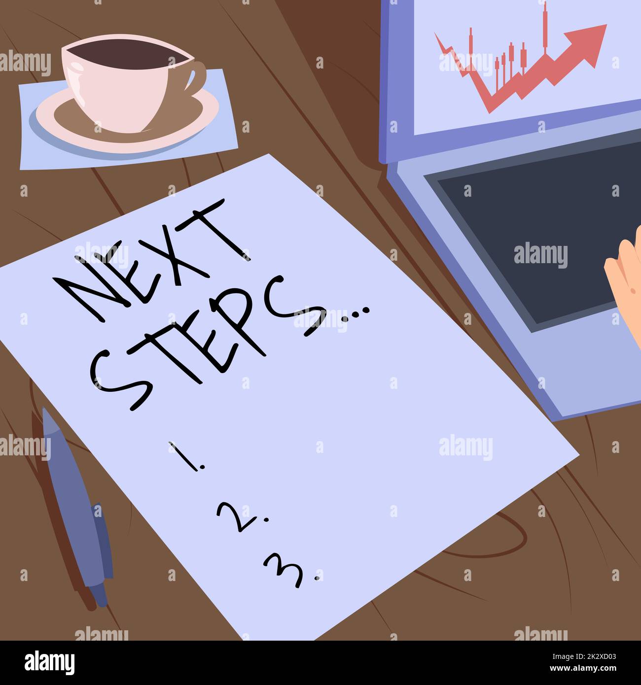 Text caption presenting Next Steps . Word Written on numper of process ...