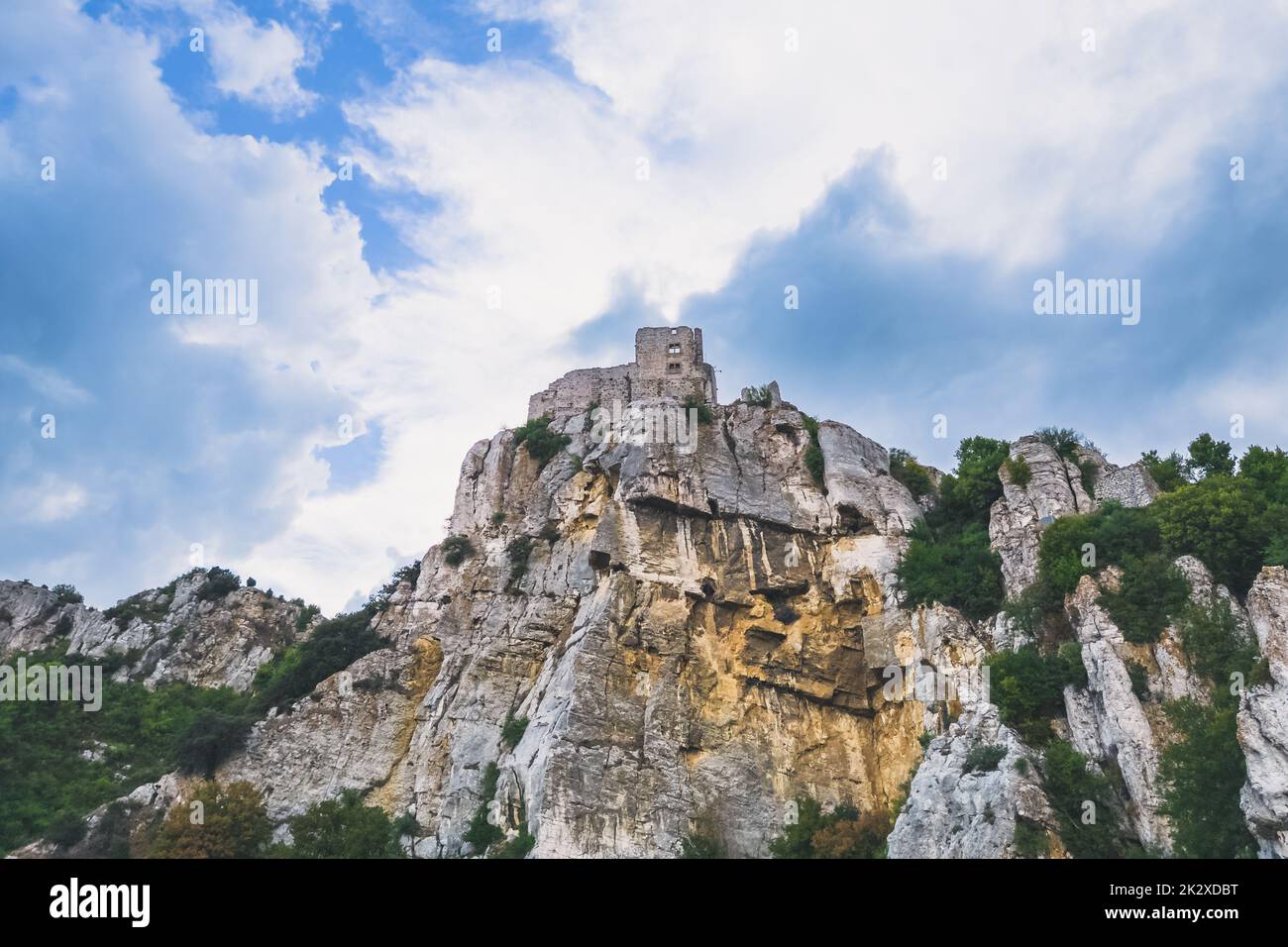 Castle de Crussol - in the commune of Saint-Péray that dominates the valley of Rhône - Rhône-Alpes Stock Photo