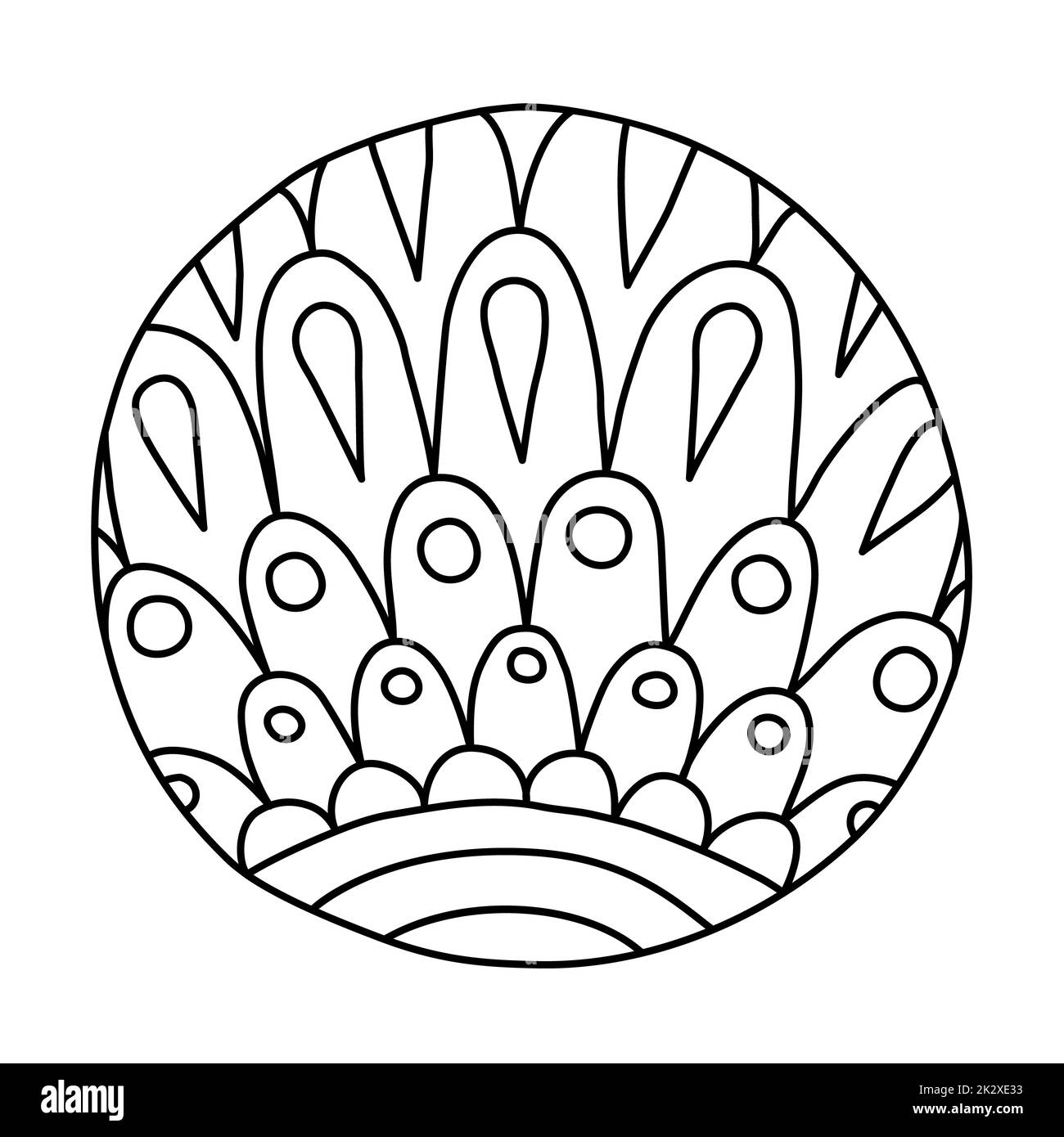 Circle filled with hand drawn doodles for coloring Stock Photo
