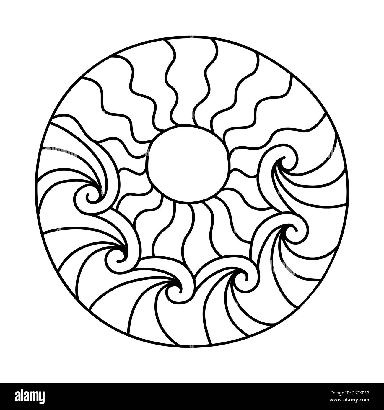 Circle filled with hand drawn doodles for coloring Stock Photo
