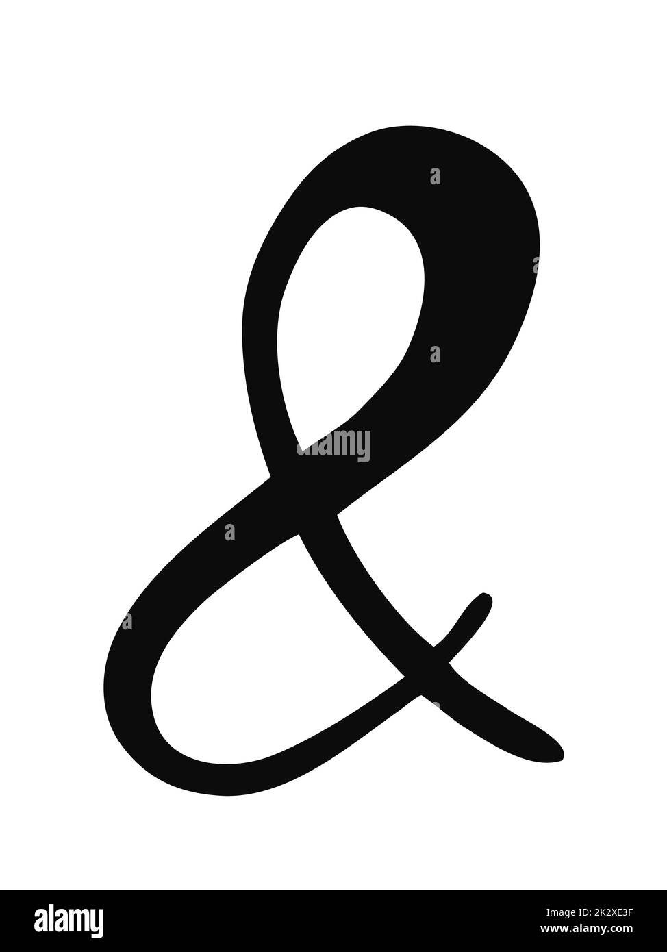 Hand painted black ink ampersand symbol isolated on white Stock Photo