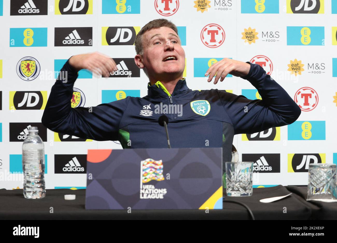 Soccer Football - UEFA Nations League - Republic of Ireland Press Conference - Hampden Park, Glasgow, Scotland, Britain - September 23, 2022 Republic of Ireland manager Stephen Kenny during the press conference REUTERS/Russell Cheyne Stock Photo