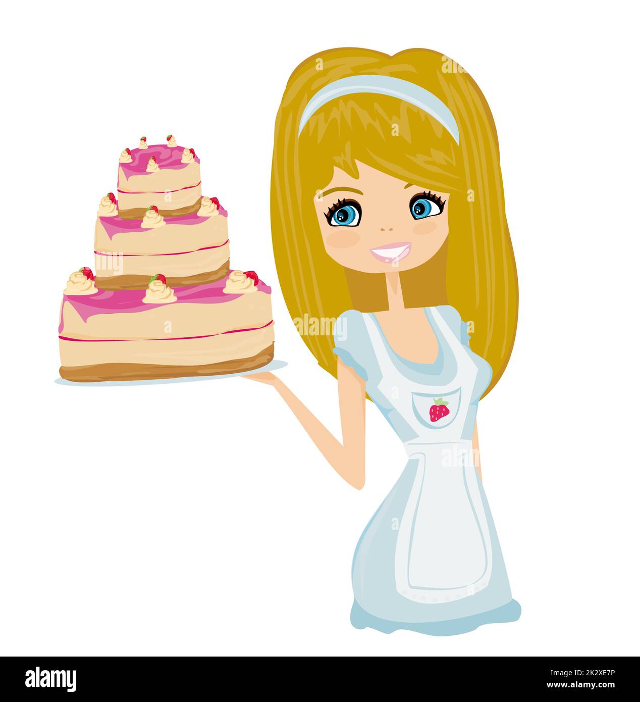 Beautiful lady cooking cake Stock Photo