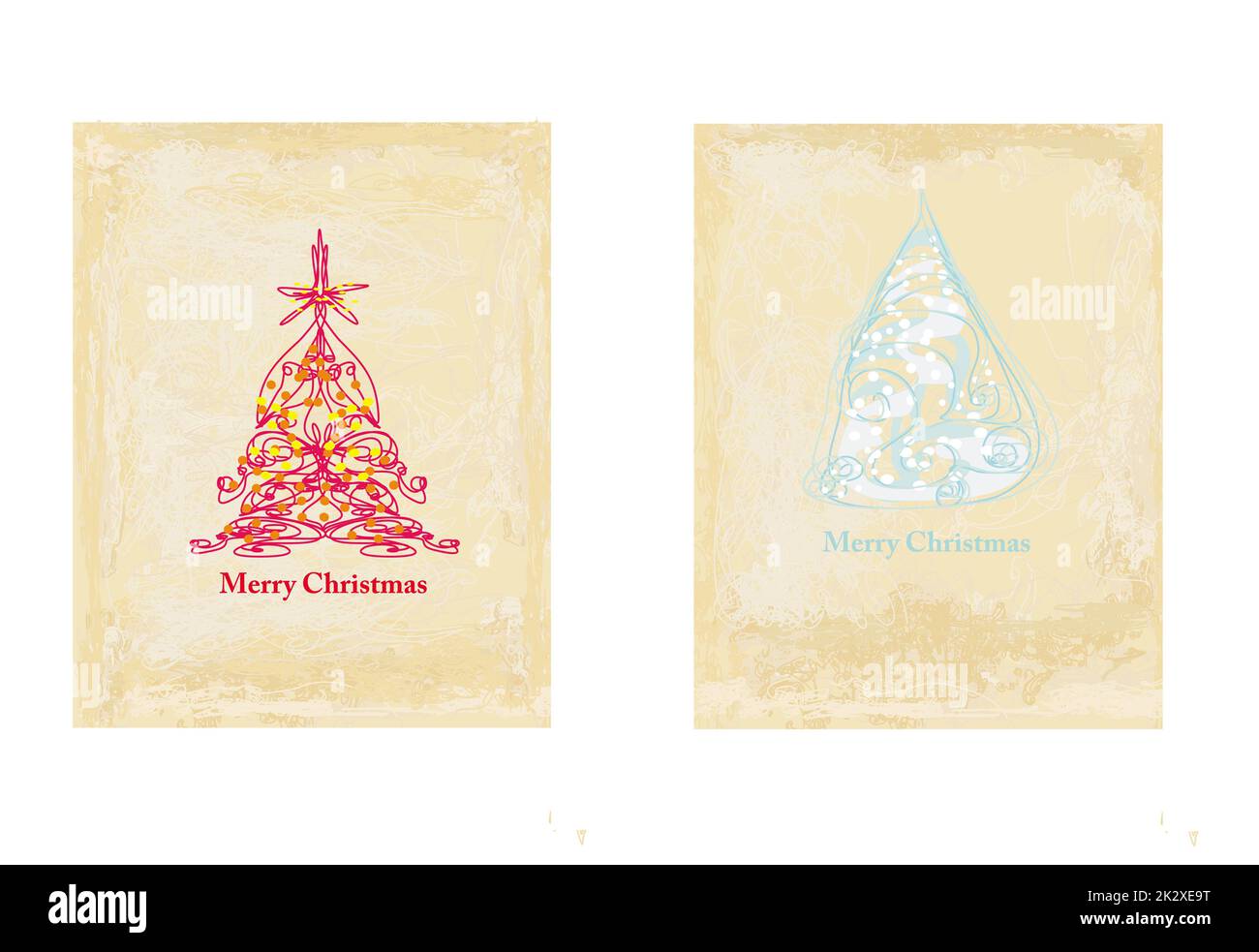 Abstract elegant grunge christmas tree card set Stock Photo