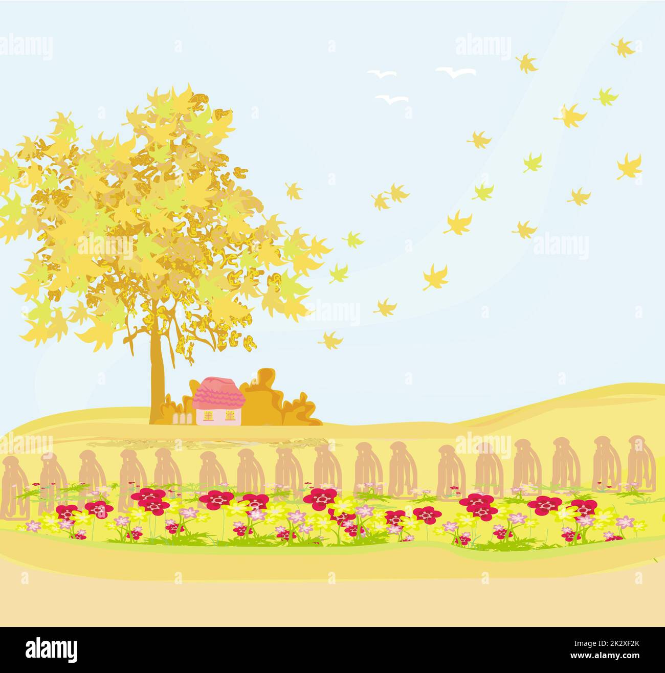 Beautiful vector autumn landscape Stock Photo - Alamy