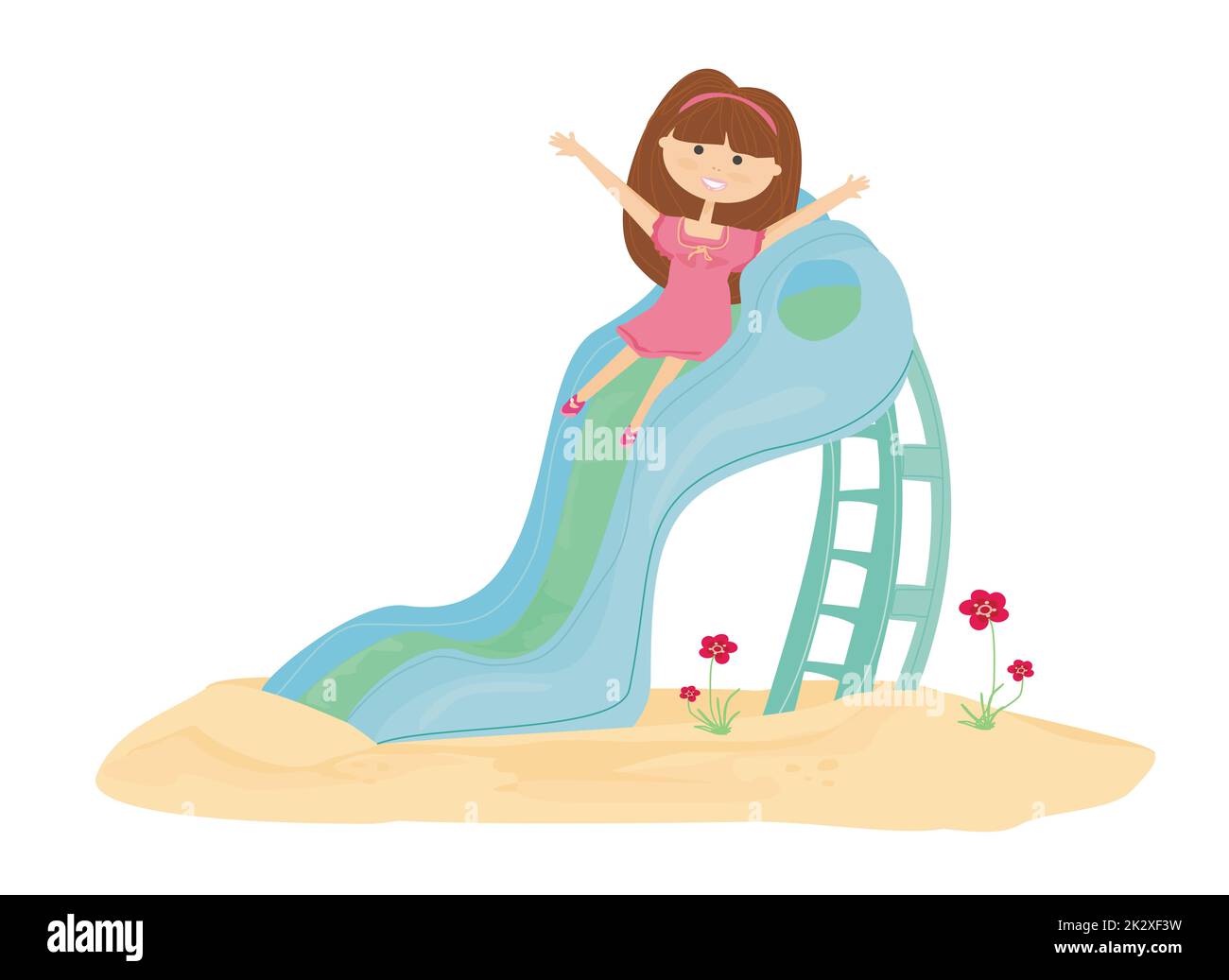 Little girl on slide Stock Photo Alamy