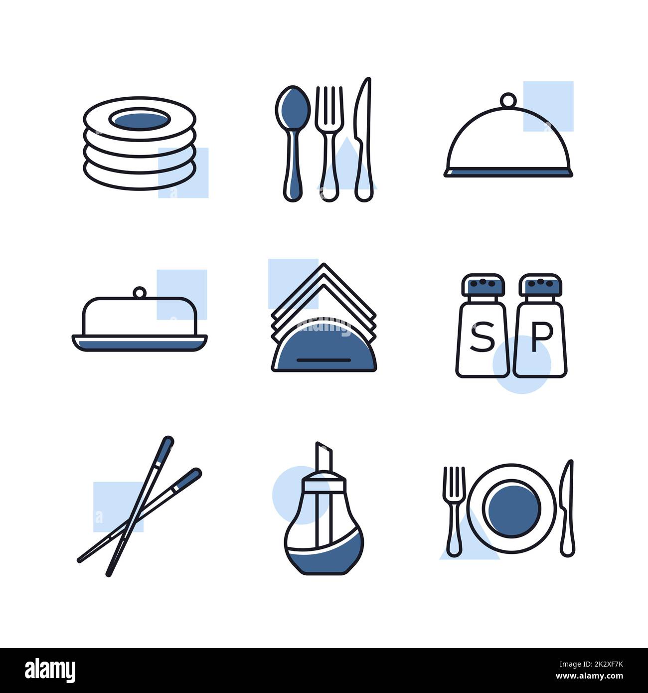 Restaurant vector icon set. Serving food sign Stock Photo - Alamy