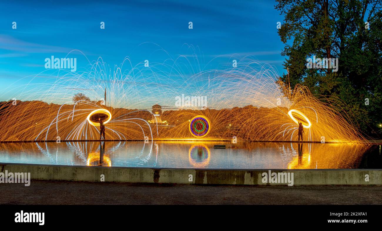 Steel wool Firework Fun with fire and burning steel Stock Photo Alamy