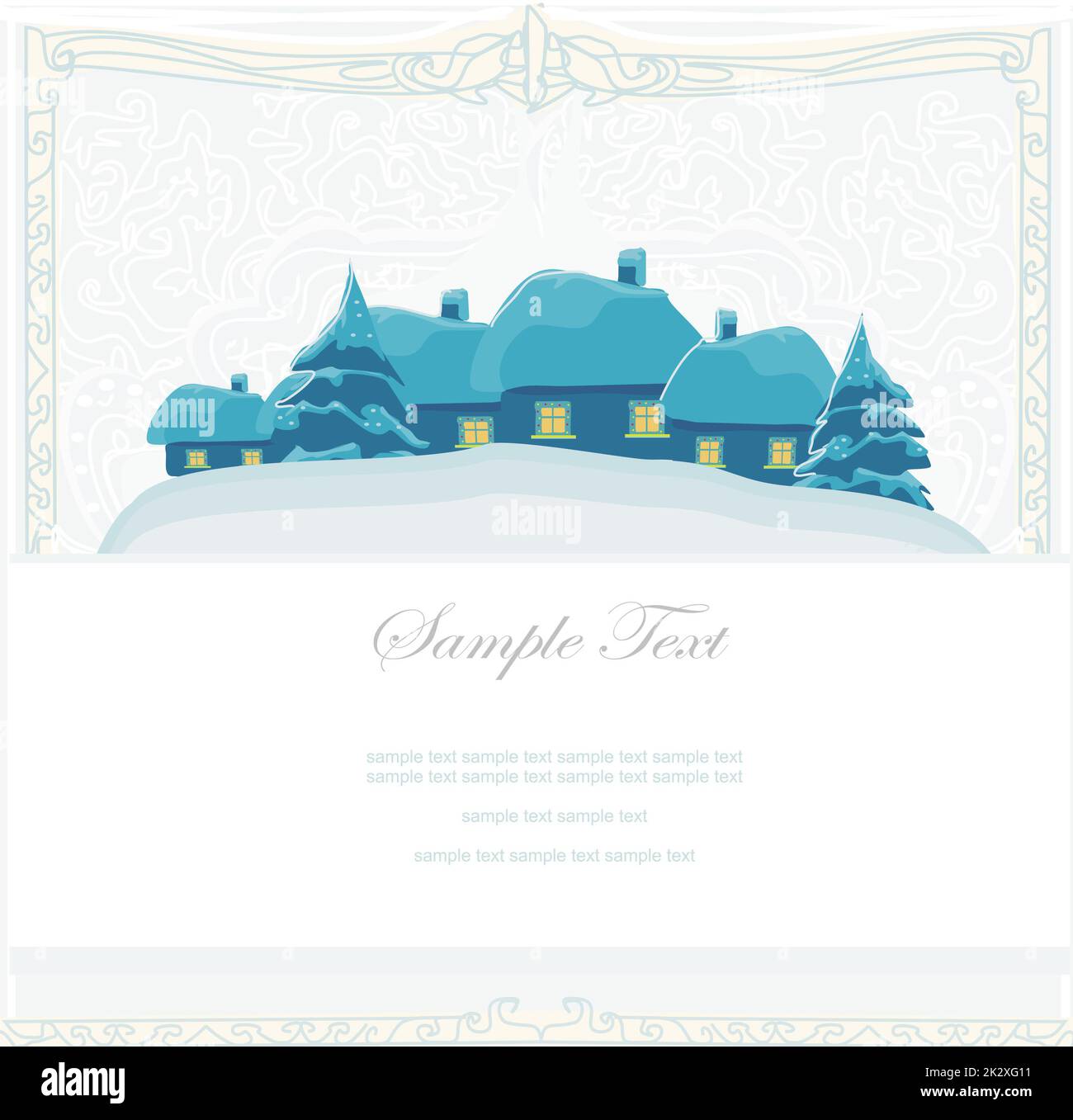 Christmas night in the village card Stock Photo - Alamy