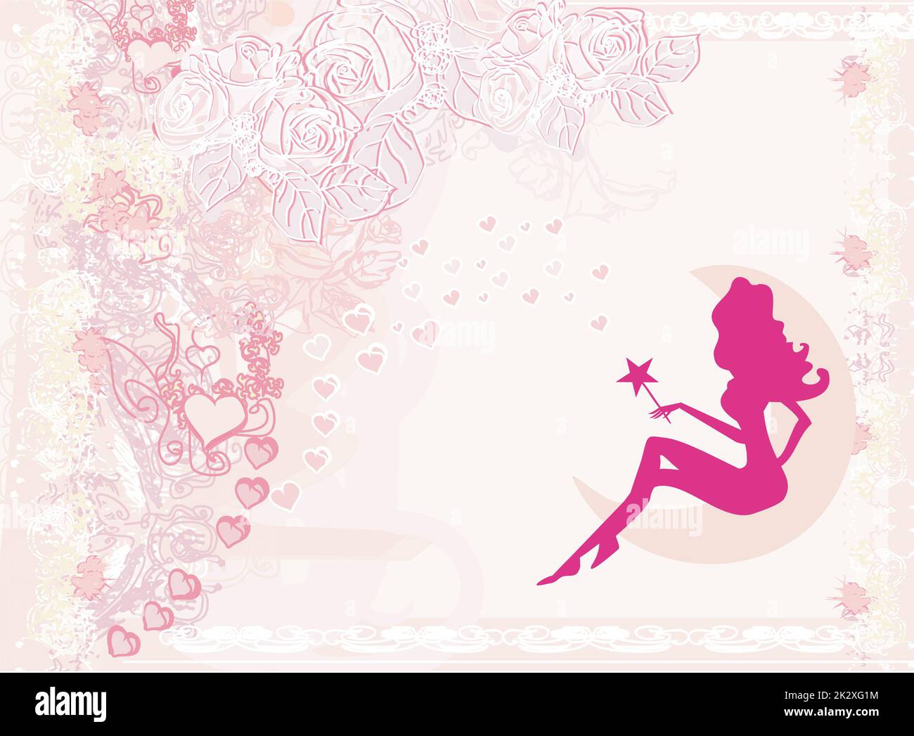 floral background with a beautiful fairy Stock Photo - Alamy