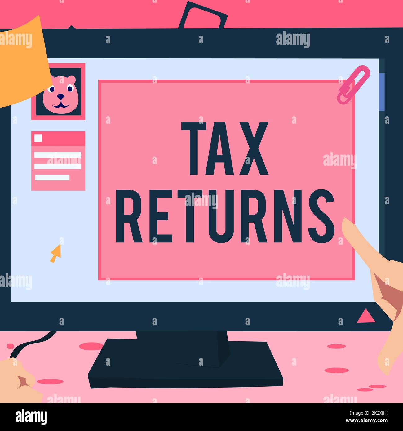 Conceptual display Tax Returns. Concept meaning Tax payer financial