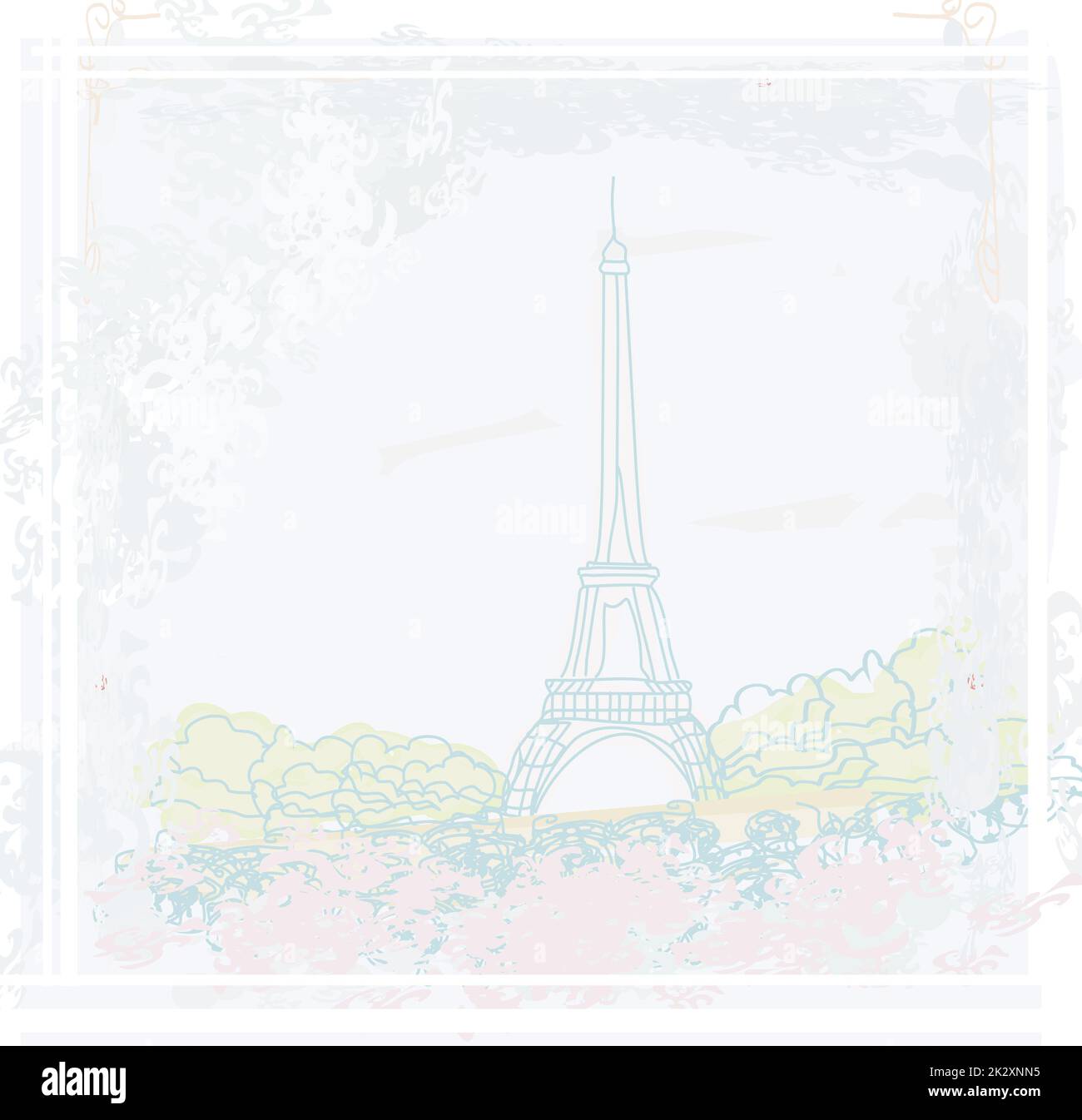 Eiffel tower artistic background. Vector illustration. Stock Photo