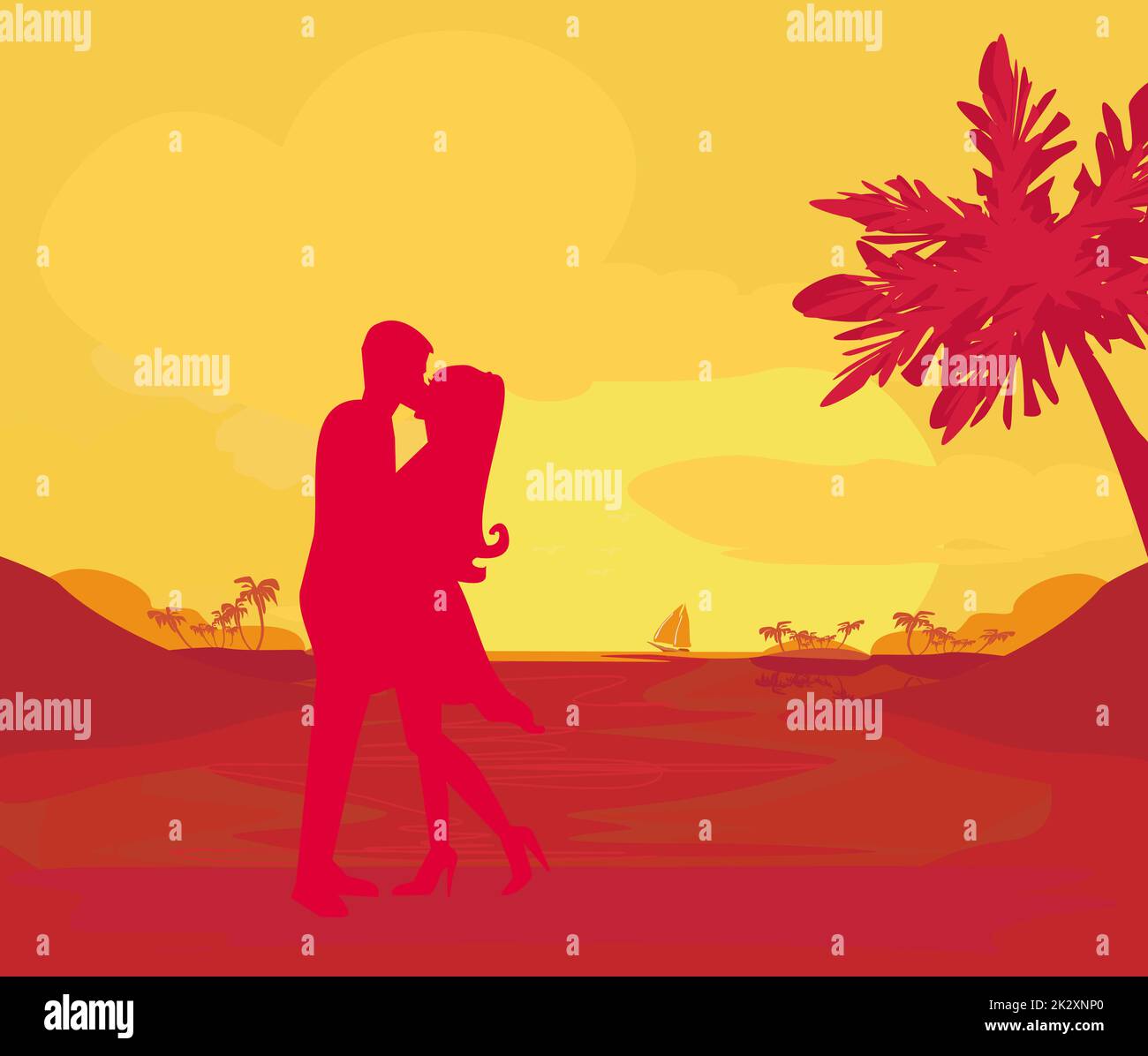 Couple kissing on boat sunset hi-res stock photography and images - Alamy