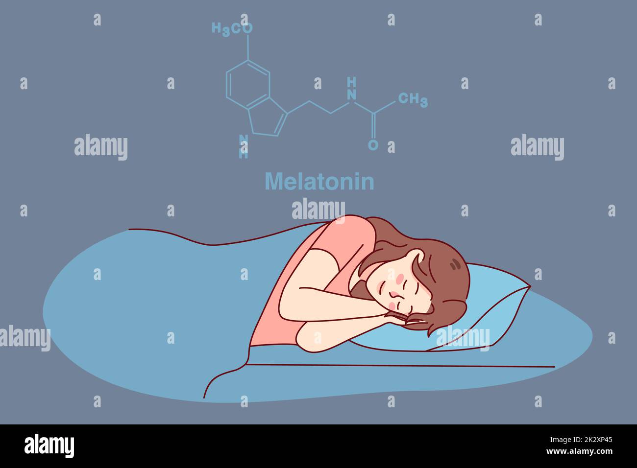 Calm woman sleeping in bed Stock Photo