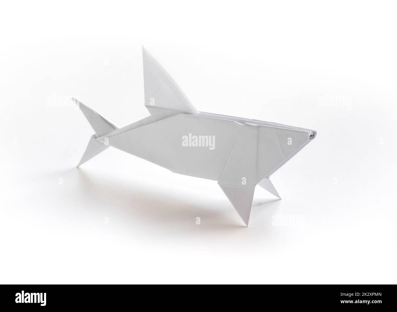 Paper shark origami isolated on a white background Stock Photo