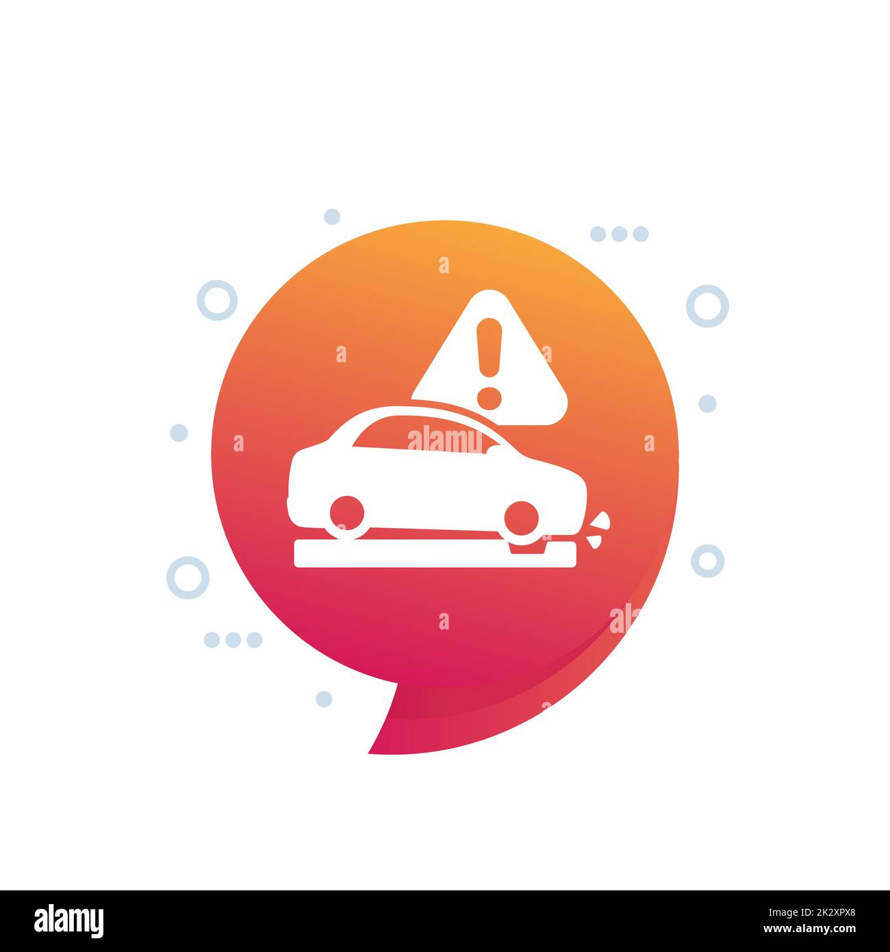pothole warning icon with a car Stock Vector