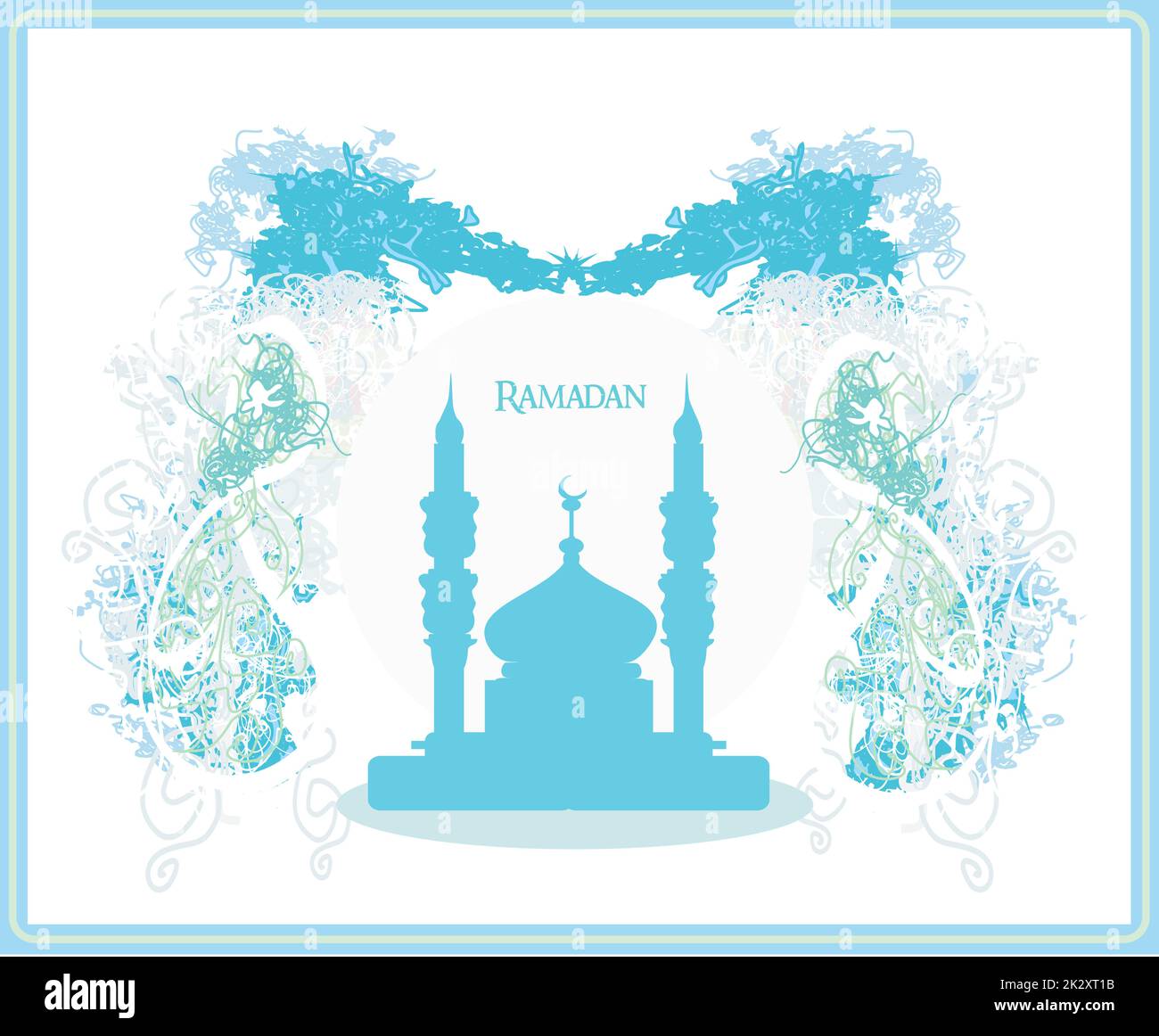 Ramadan background - mosque silhouette vector card Stock Photo