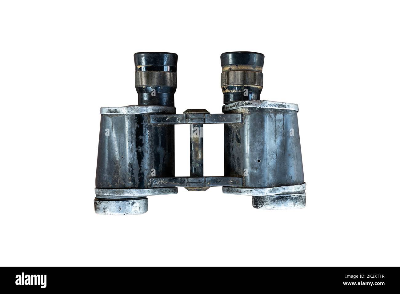 old binoculars isolated on white background Stock Photo