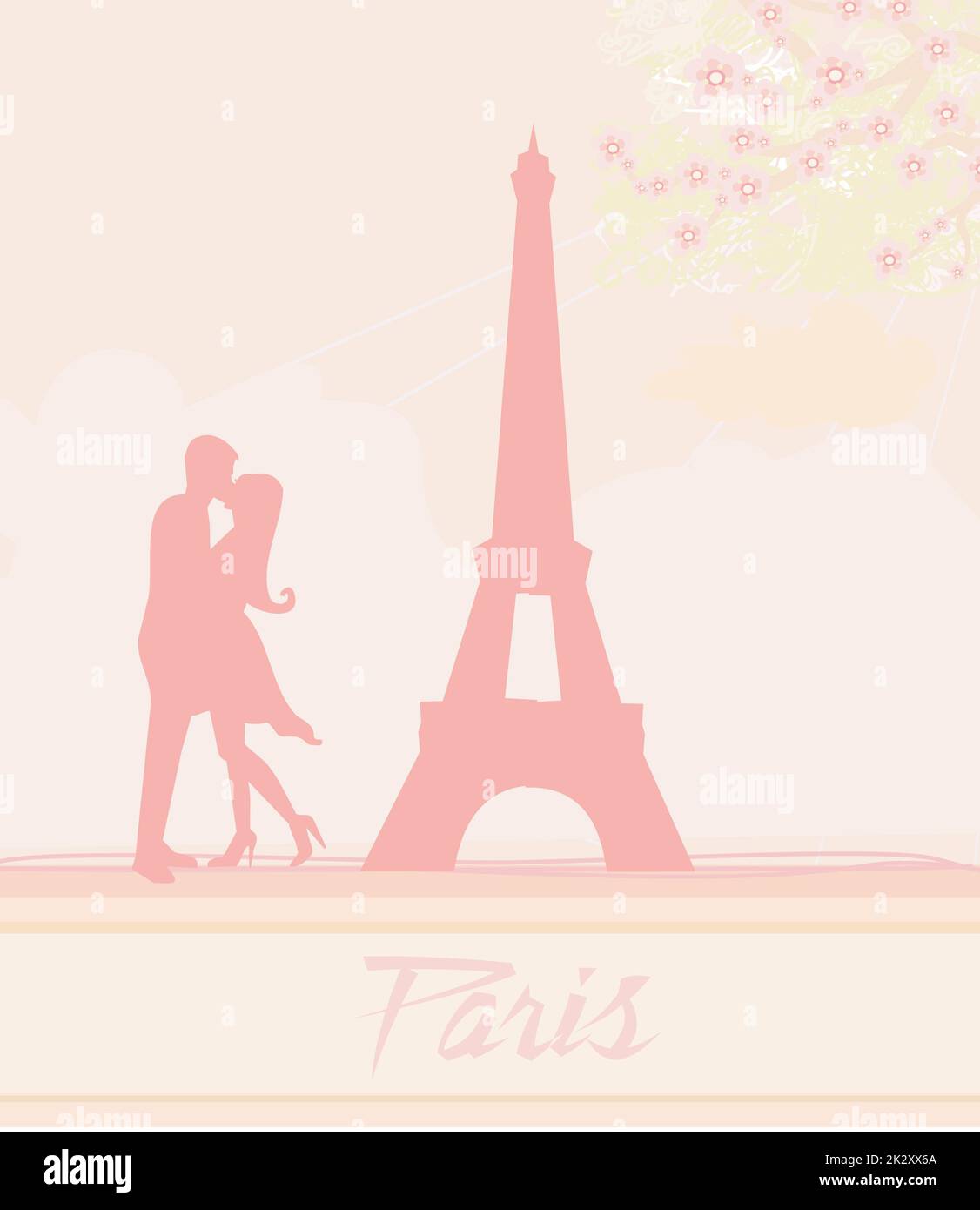 Romantic couple in Paris kissing near the Eiffel Tower Stock Photo Alamy
