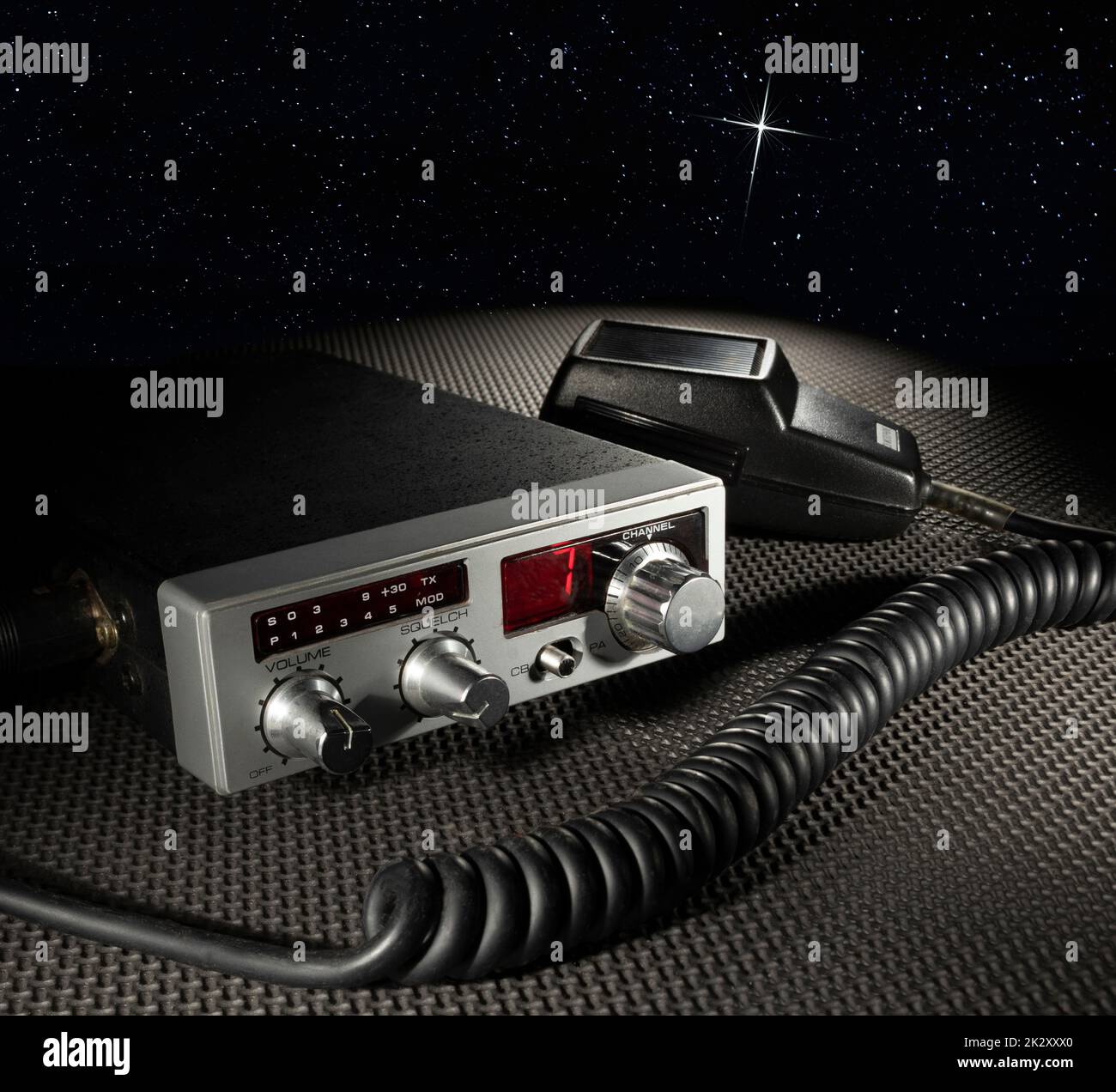 CB radio on channel 7 sending a signal to a distant star Stock Photo