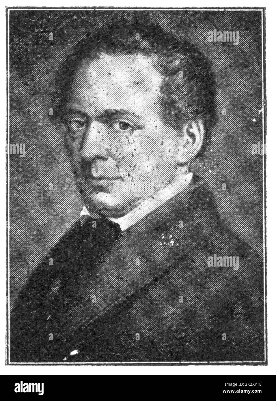Portrait of Clemens Brentano - a German poet and novelist, and a major figure of German Romanticism. Illustration of the 19th century. White background. Stock Photo