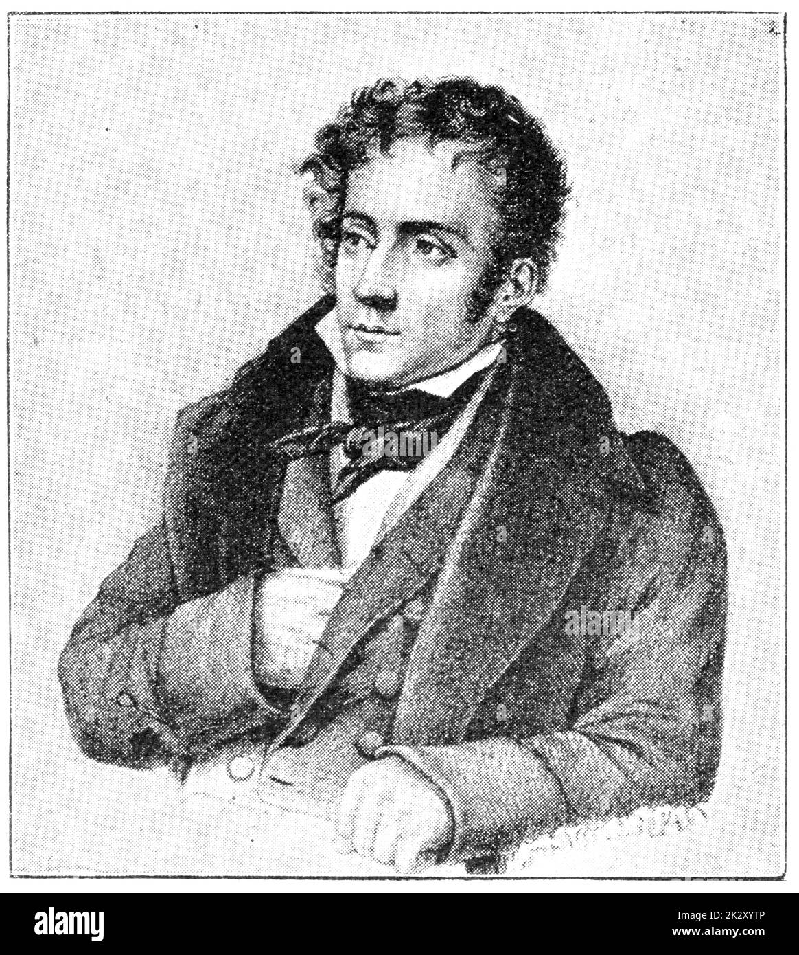 Portrait of Francois-Rene de Chateaubriand - a French writer, politician, diplomat and historian. Illustration of the 19th century. White background. Stock Photo