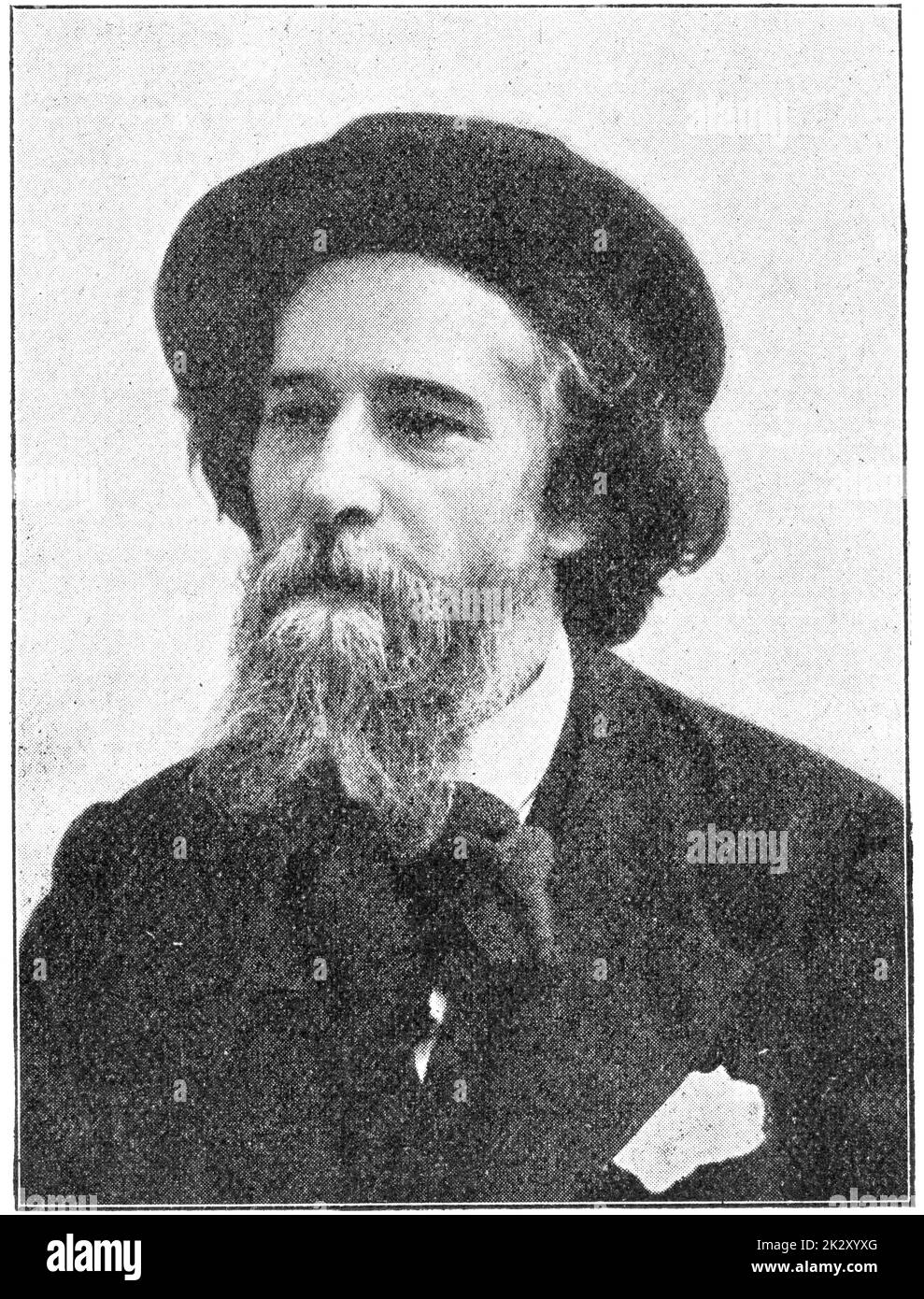 Portrait of Alphonse Daudet a French novelist. Illustration of the