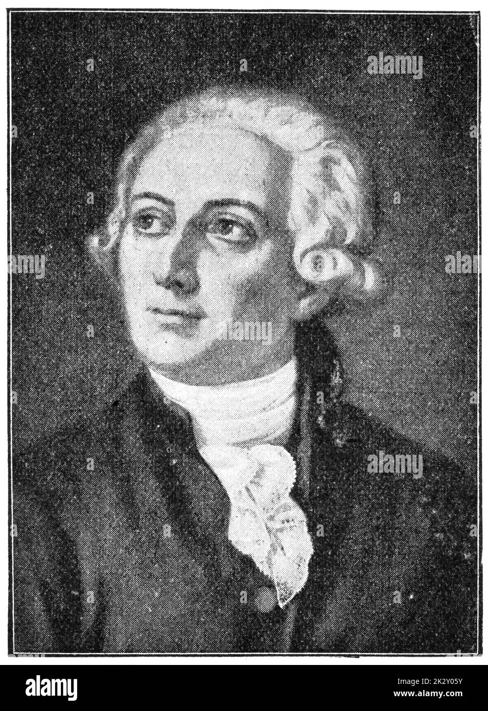 Portrait of Antoine-Laurent de Lavoisier - a French nobleman and chemist. Illustration of the 19th century. Germany. White background. Stock Photo