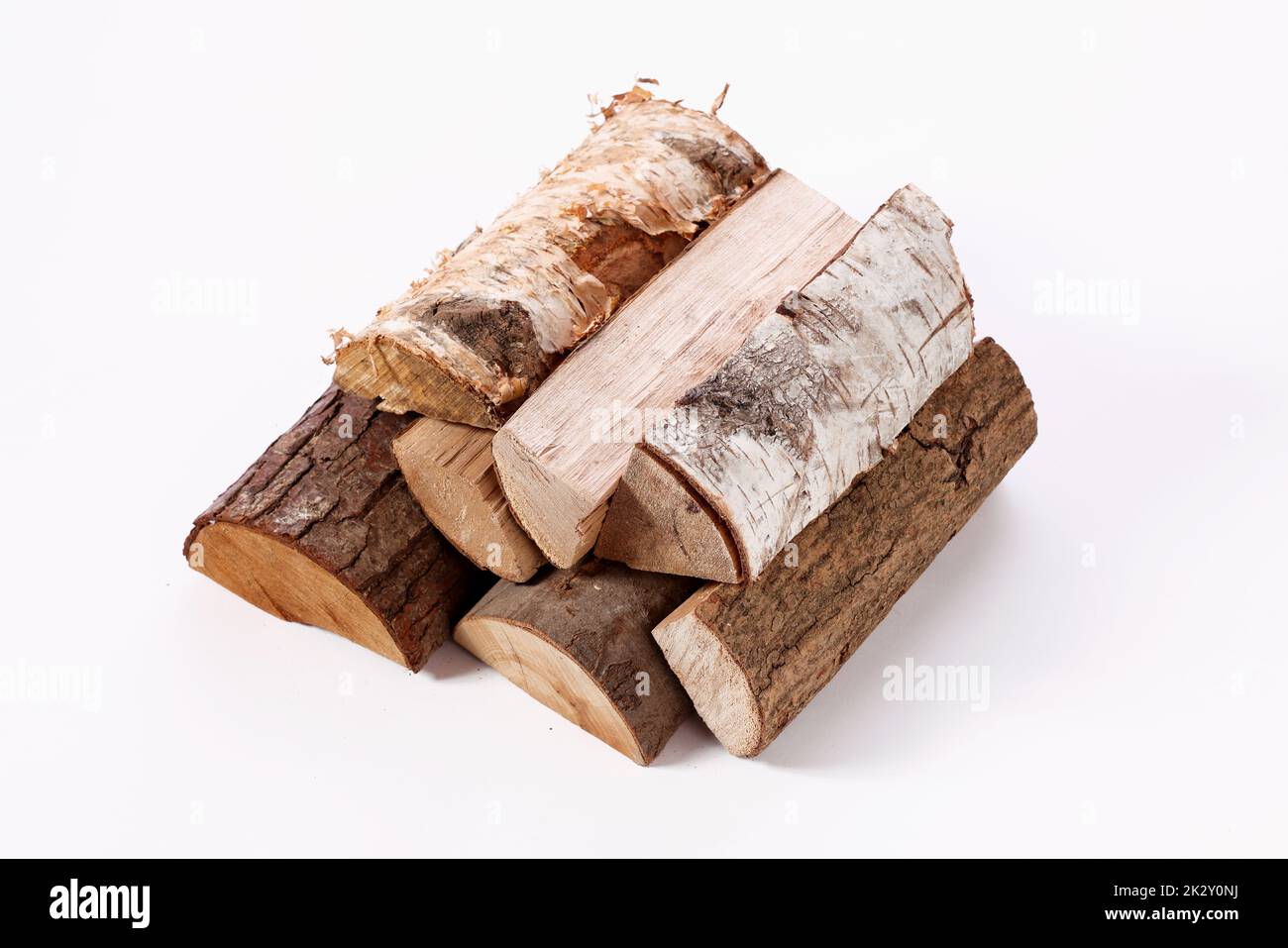Assorted cut tree trunks placed on white background Stock Photo Alamy