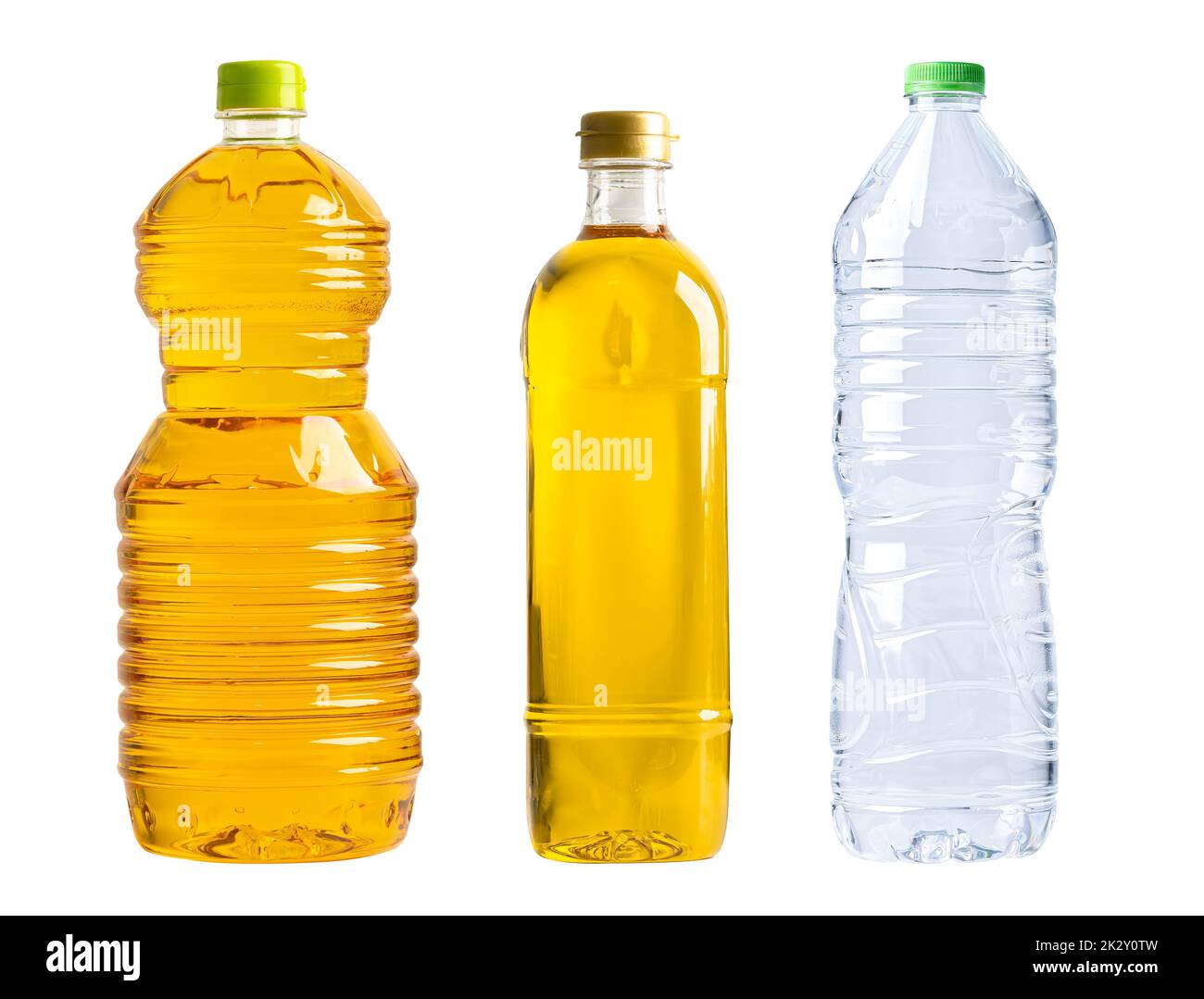 Vegetable oil and water bottle for cooking isolated on white background